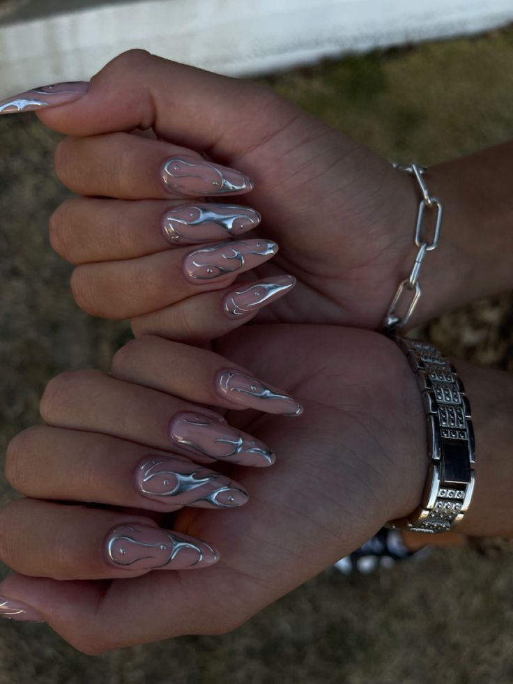 Nail Your Look with Pretty Chrome Nail  Designs: Shimmering and Chic