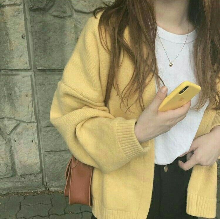 Yellow cardigan this winter just for you