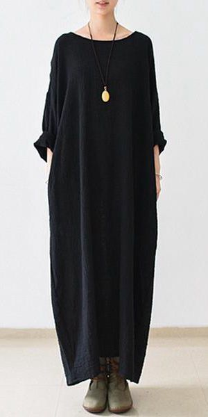 Black long sleeve maxi dress exclusively
for women