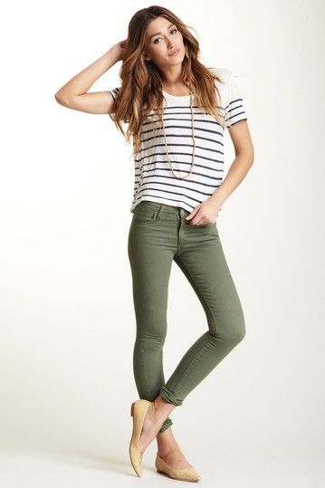Go stylish with green skinny jeans with
multiple brands