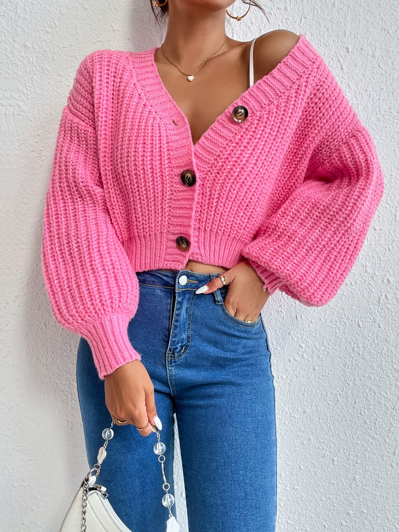 This winter go crazy with pink sweater