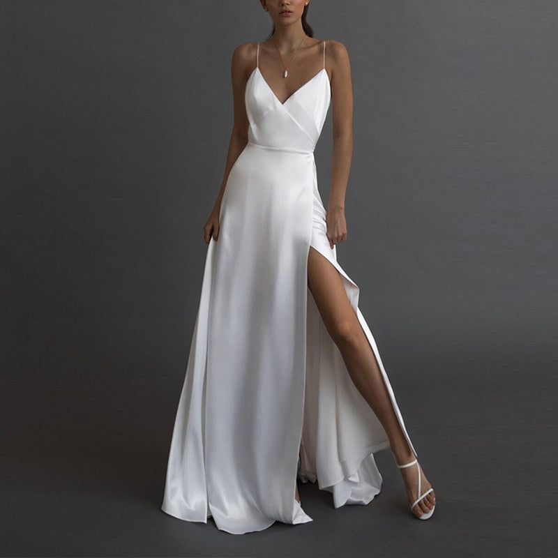 Adorable long white maxi dress for women