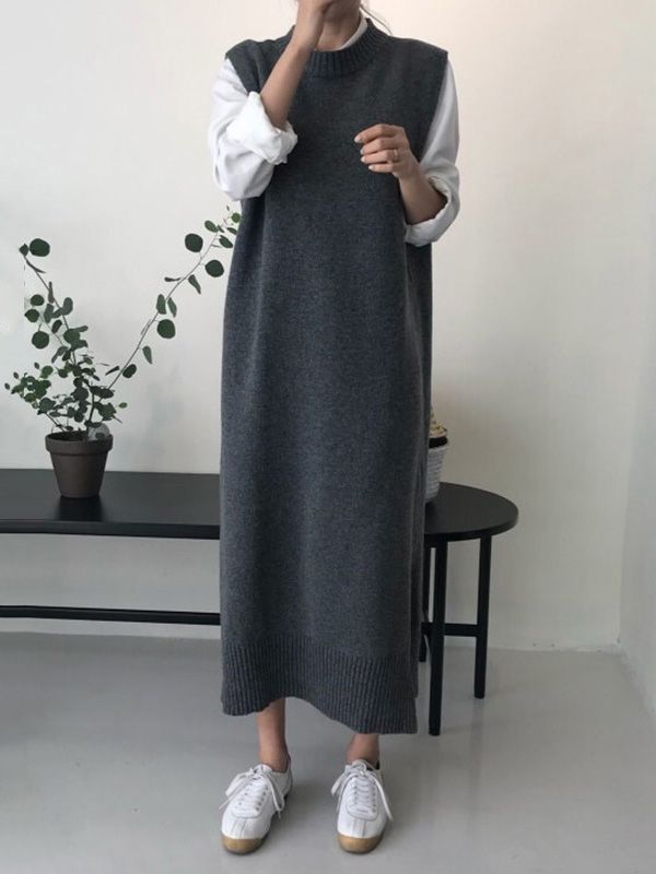 Trendy and warm knitted dress for women