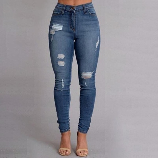 2017 new denim women ripped jeans for women girls skinny blue jeans woman gyimhiw