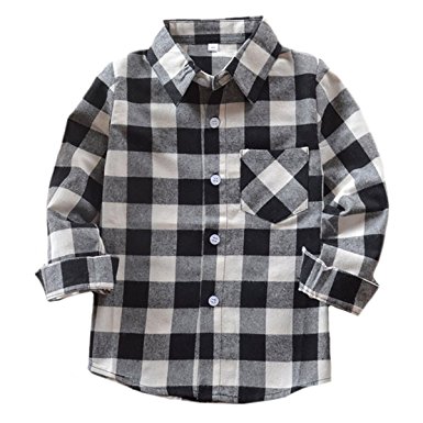 benibos boys flannel button down check plaid shirts (black,2-3t ) zcayazv
