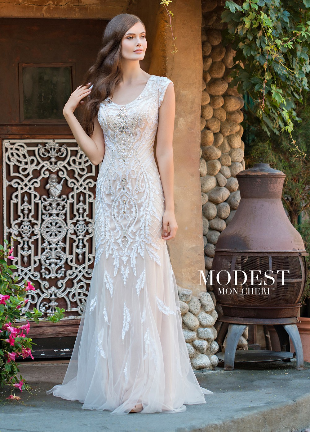 casual wedding dresses modest bridal by mon cheri tr11837 fit and flare wedding gown khvxwoy