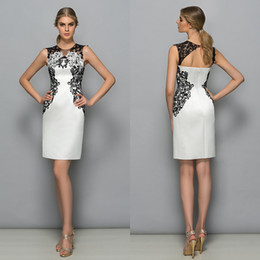 classy dresses black and white short prom dresses sheer neck applique lace jewel satin ofzsccr