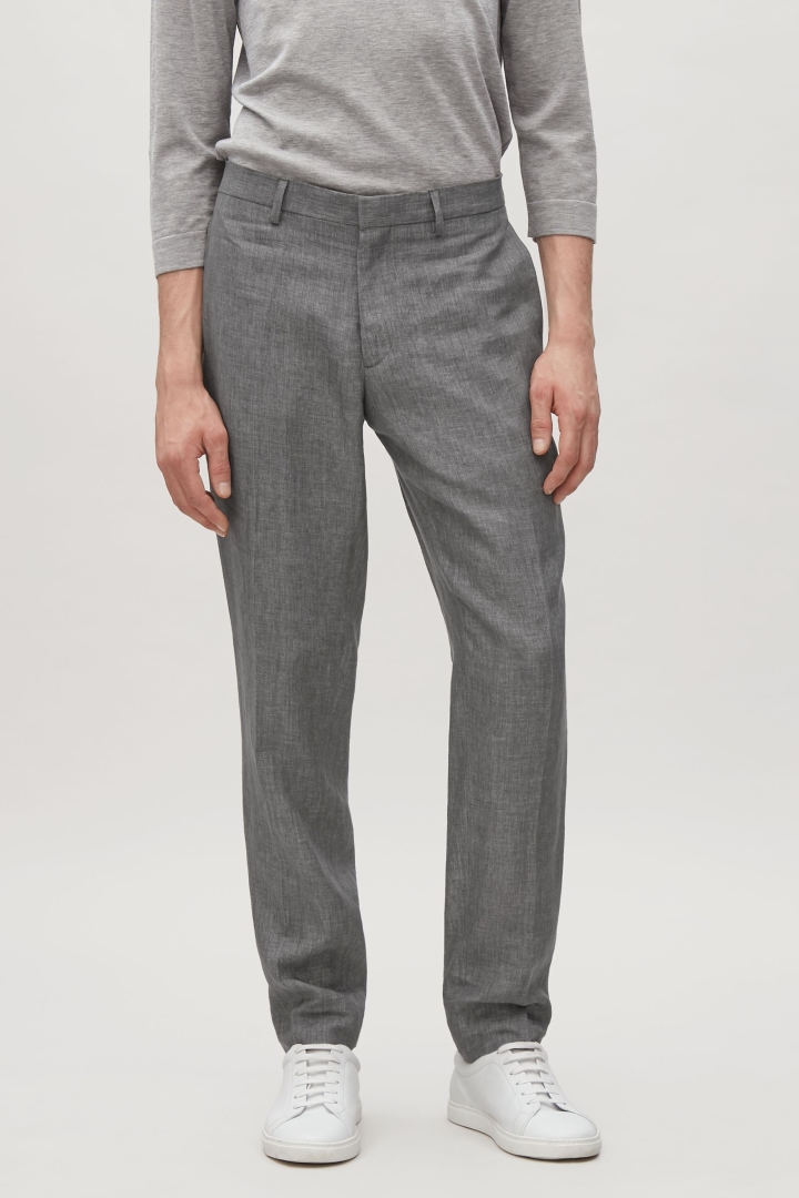 cos image 2 of linen trousers in dark grey pivbujp