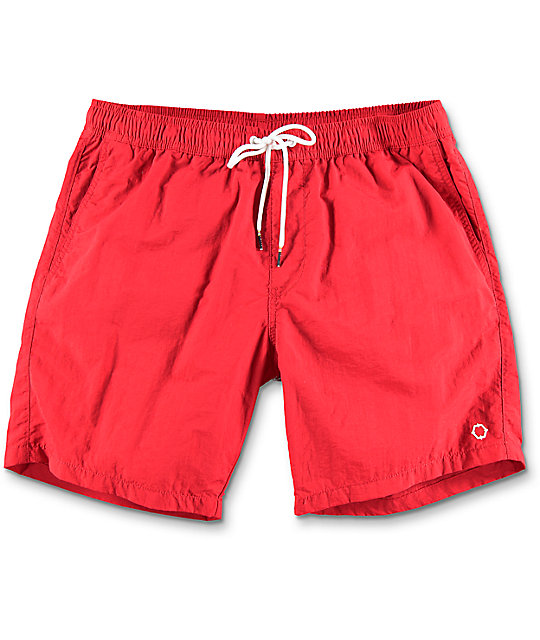 empyre floater red nylon elastic waist board shorts ... laesnpc