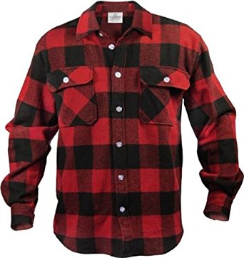 extra heavyweight brawny flannel shirt - red/black large kibfzdm