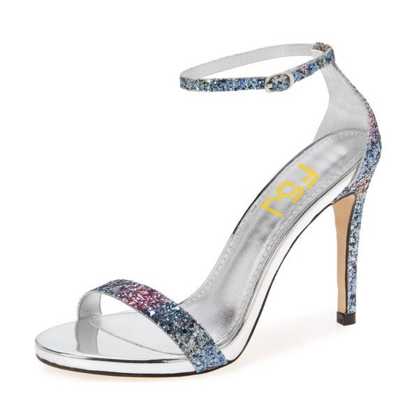 glitter ankle strap sandals light blue sparkly heels image ... rdrenal