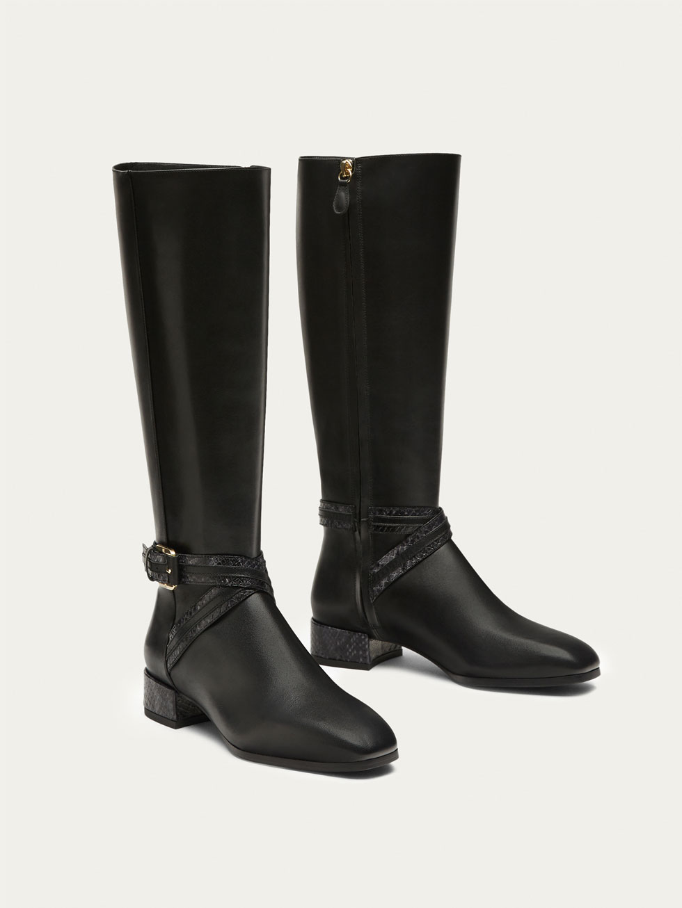 leather boots for women black lined leather boots - women - massimo dutti klurqli