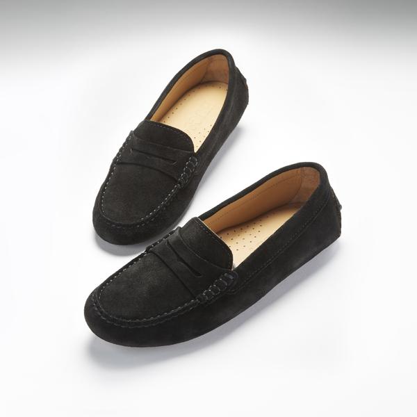loafers for women womenu0027s penny driving loafers, black suede - hugs u0026 co. zqcerxl