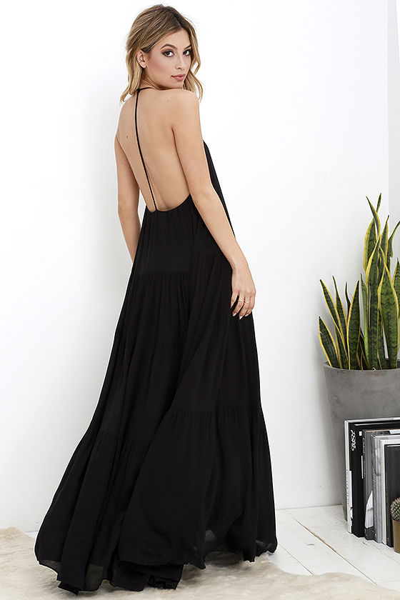 lovely black dress - maxi dress - backless maxi dress - $74.00 kqkpdzb