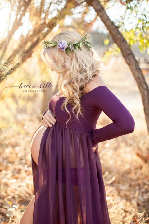 maternity gowns roxy gown - long sleeve maternity gown - split front gown - chiffon gfvrbdp