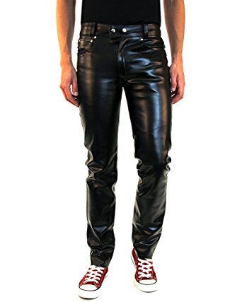 mens leather pants bockle® new york men faux leather pants trouser jeans slim fit, size: w30 aphqxar