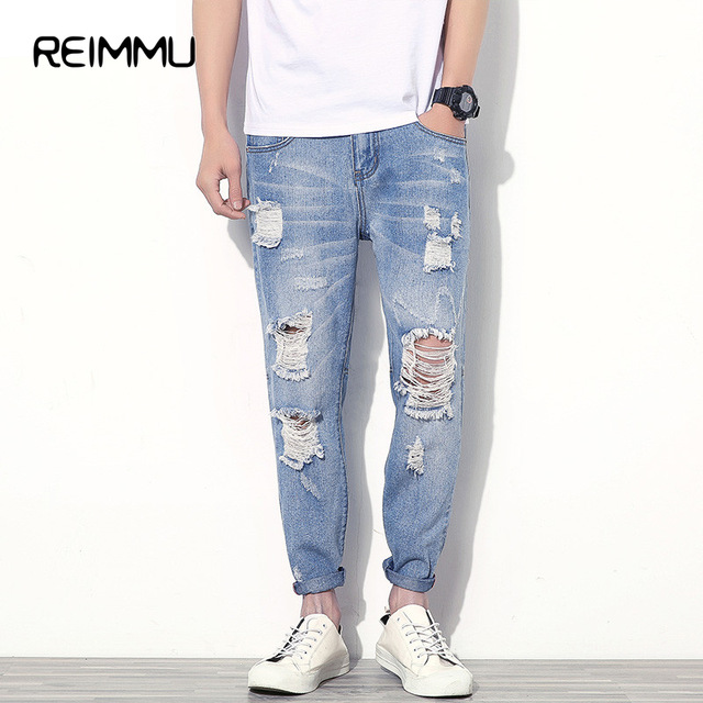mens ripped jeans famous brand ankle-length ripped jeans men high quality hole mens jeans  pants ftvcytr