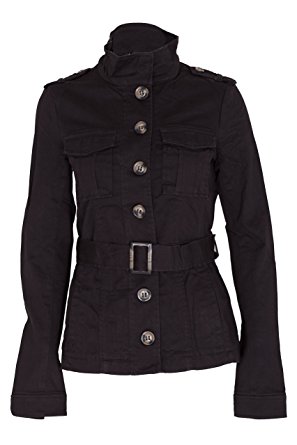 military style jacket ladies military style summer jacket (2(uk 6), belt black) gpjozak