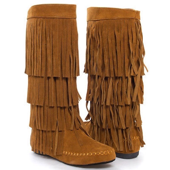 moccasin boots black mid calf knee high fringe flat moccasin boot vpxfcsy