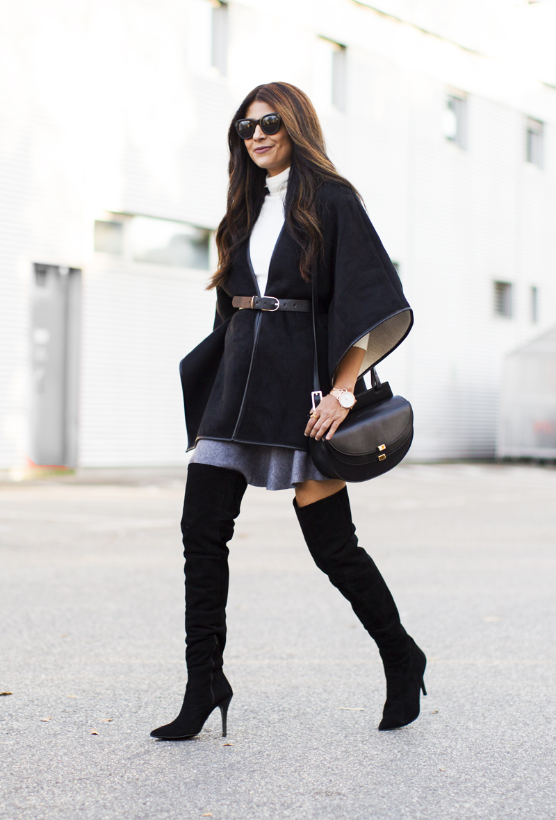 over knee boots a cape coat will look fabulous worn with over the knee boots and efntdoz