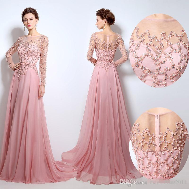 party gowns real 2016 elie saab long evening dress illusion jewel neck pearls sash a kihnypb