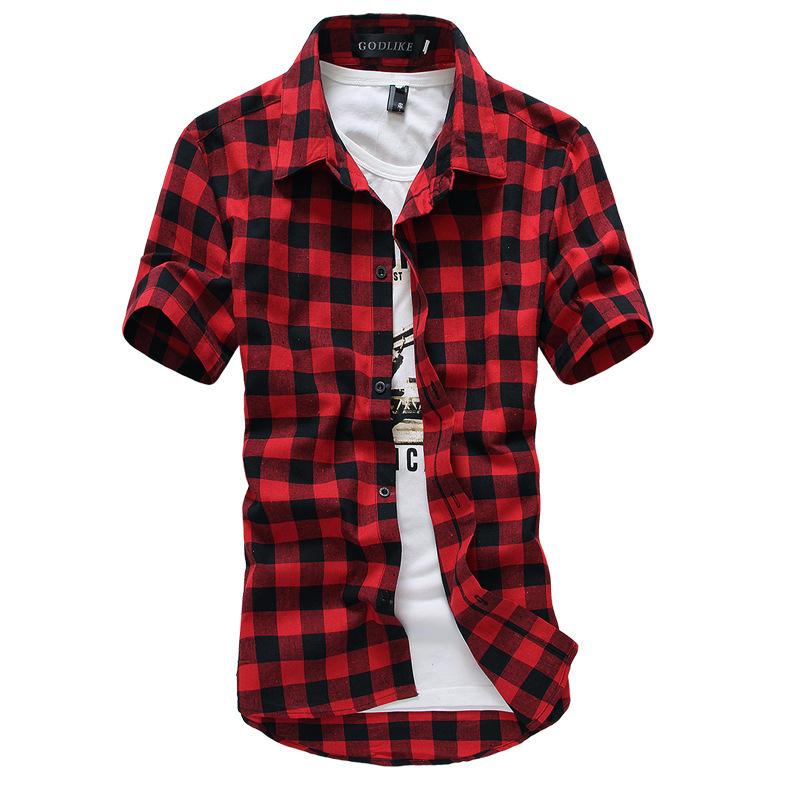 plaid shirts 2018 wholesale red and black plaid shirt men shirts 2016 new summer fashion butpgiq