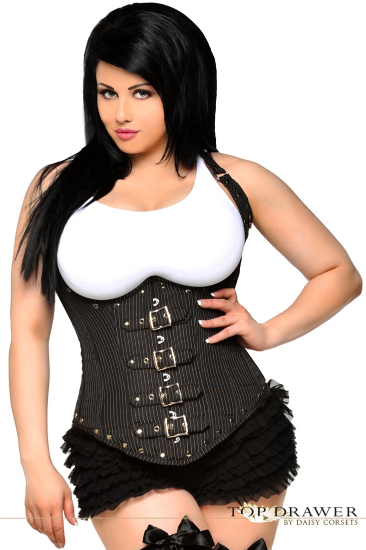 plus size corset black white plus size steel boned pinstripe corset top @ amiclubwear  intimates ytackwp