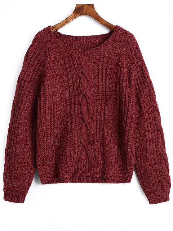 red sweater hot plain cable knit chunky sweater - deep red one size yhgixnu