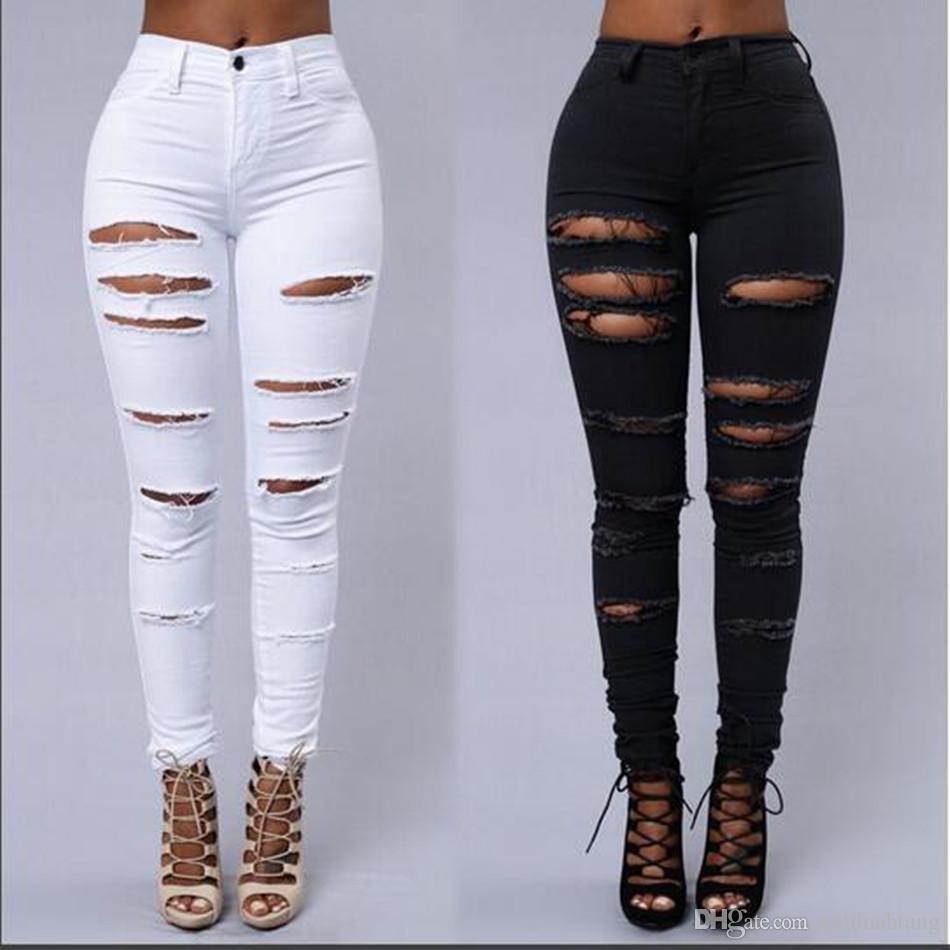 ripped jeans for women wholesale skinny jeans women denim pants holes destroyed knee pencil pants  casual jsfxikp