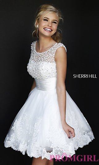 sherri hill prom dress, short white dress for prom vnrpyqc