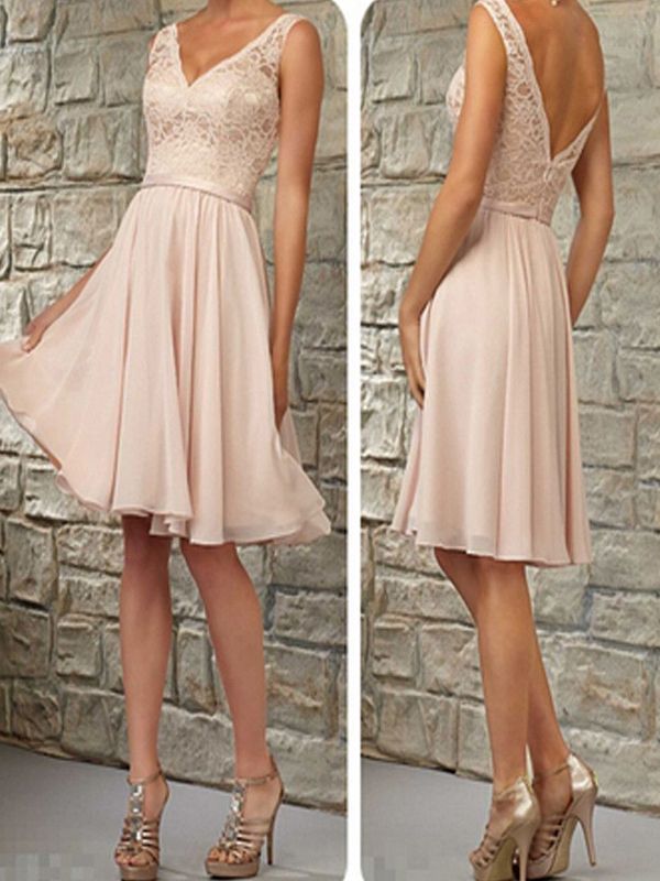 short bridesmaid dresses short bridesmaid dress,blush pink bridesmaid dress, v-neck bridesmaid dress ,lace cnhmbkt
