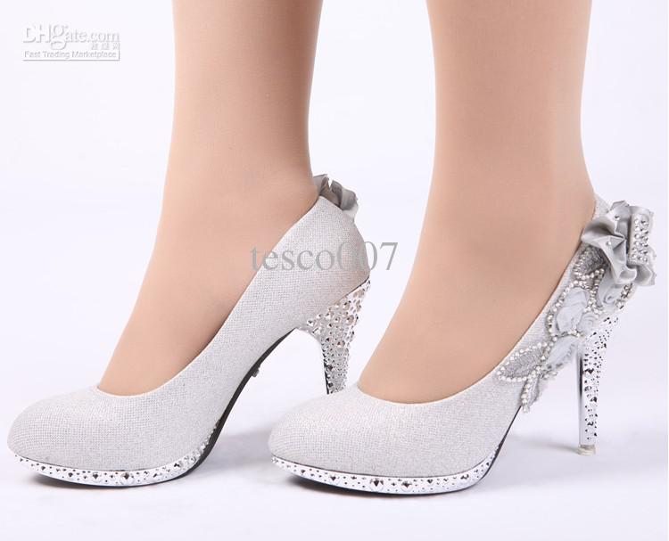 silver dress shoes hot sales womenu0027s fashion high-heeled shoes silver flowers bride wedding dress  shoes lxmfvjw