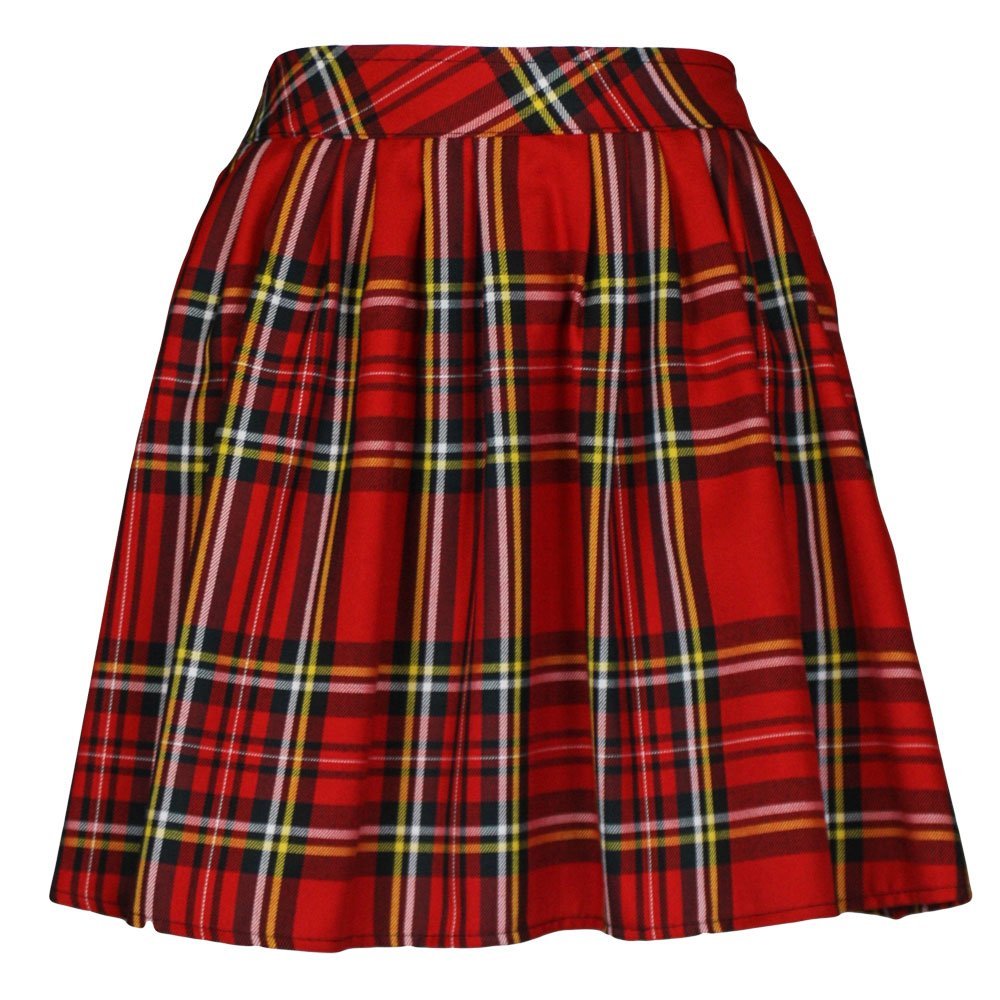 tartan skirt ladies/womens elasticated waist tartan skater skirt: amazon.co.uk: clothing jbfemux