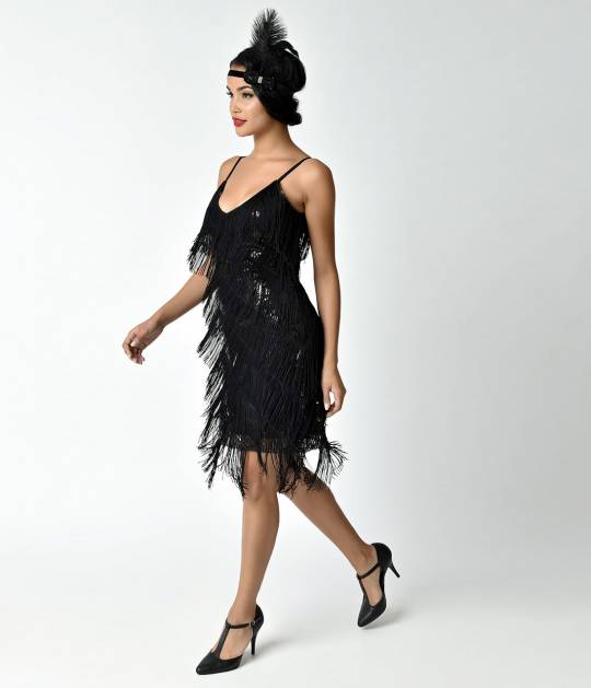 vintage style dresses unique vintage 1920s style black cecile tiered fringe flapper dress qjdfoch