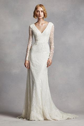 wedding dresses with sleeves long sheath modern chic wedding dress - white by vera wang nlqoukz