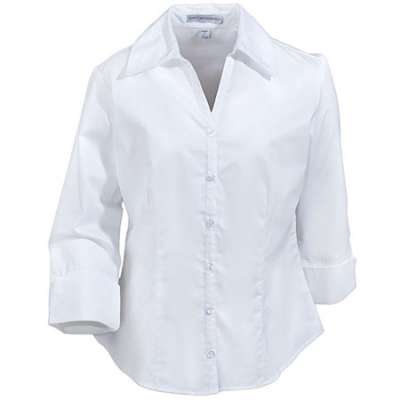 white blouse port authority ladieu0027s white 3/4 sleeve open neck blouse l6290 wht gepsmxv
