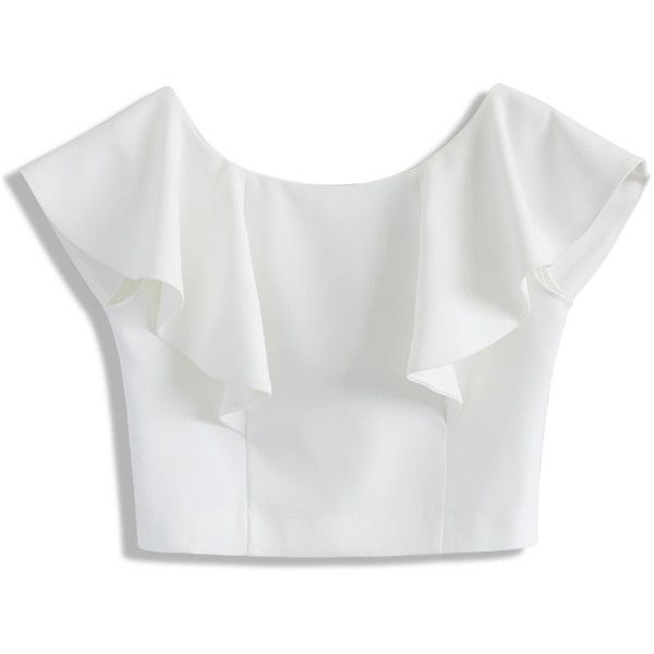 white tops chicwish drift in a frilling white cropped top found on polyvore pkyfifo