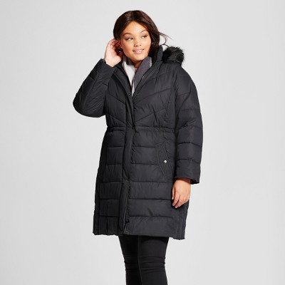 womenu0027s plus puffer coat with faux fur detail - ava u0026 viv™ jjbcetp