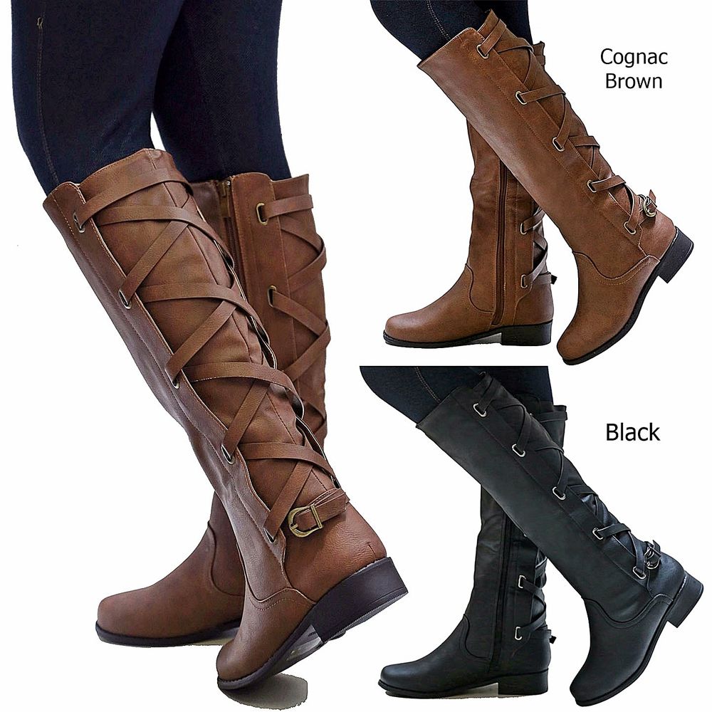 womens boots new women pch brown black buckle riding knee high cowboy boots 5.5 to ukorseo