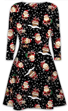 womens christmas dresses ladies long sleeve olaf santa novelty stocking  xmas swing jehrmxo