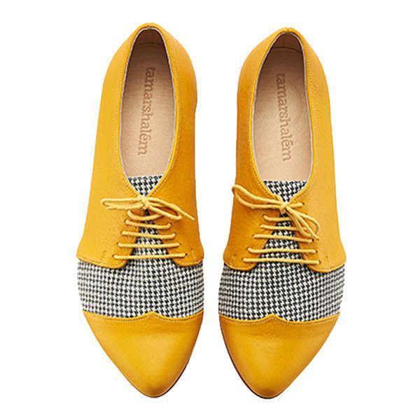 yellow shoes sapato amarelo winter yellow pepita oxford shoes polly jean handmade flats  leather... lstouoq