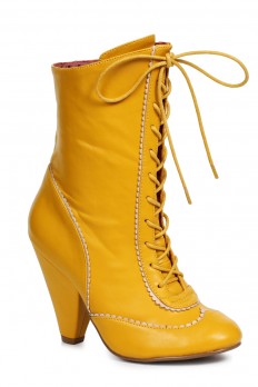 yellow shoes sexy yellow front lace up chunky heel booties faux leather vsbsoig