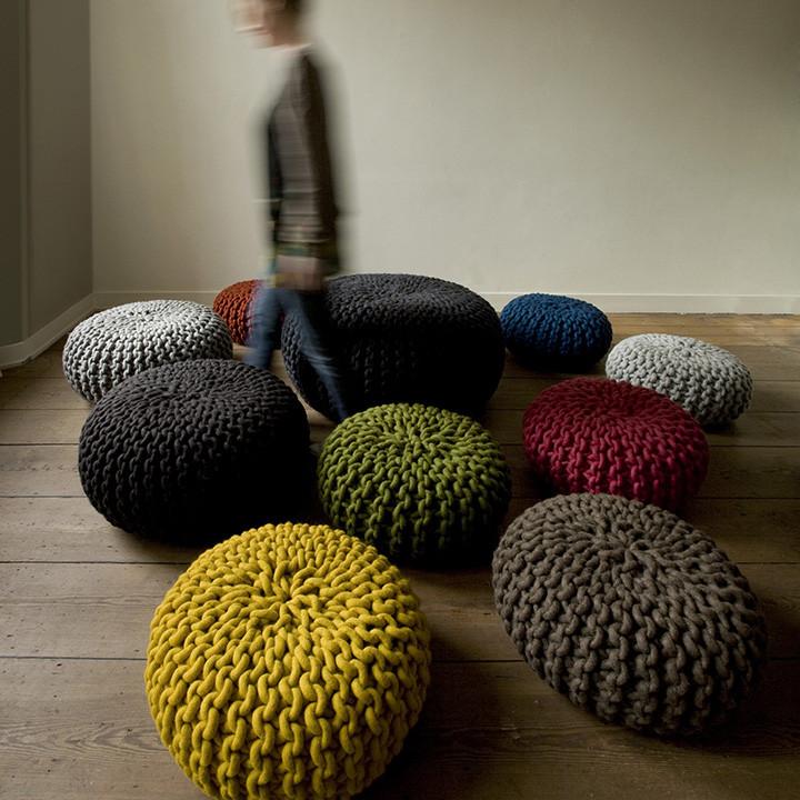 ... urchin chunky knitted pouf - grey wborntl