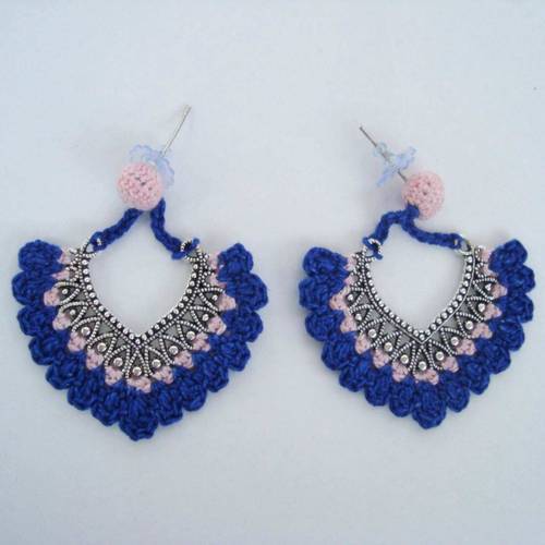 angelfish handcrafted blue crochet earrings handmade stud eiorcjm