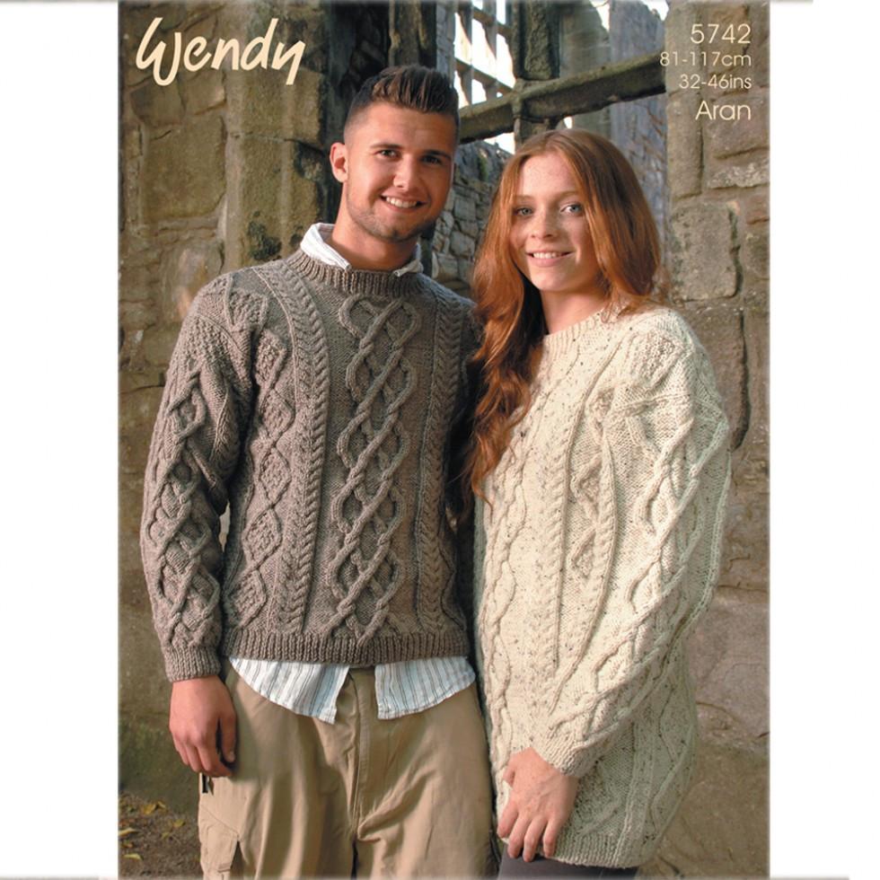 aran knitting patterns wendy mens u0026 ladies sweaters traditional wool aran knitting pattern 5742 cjcixjb