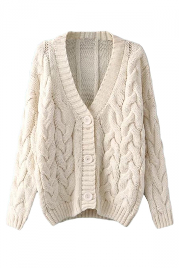 cable knit cardigan beige white warm womens cable knit vintage plain cardigan sweater mcmptrl