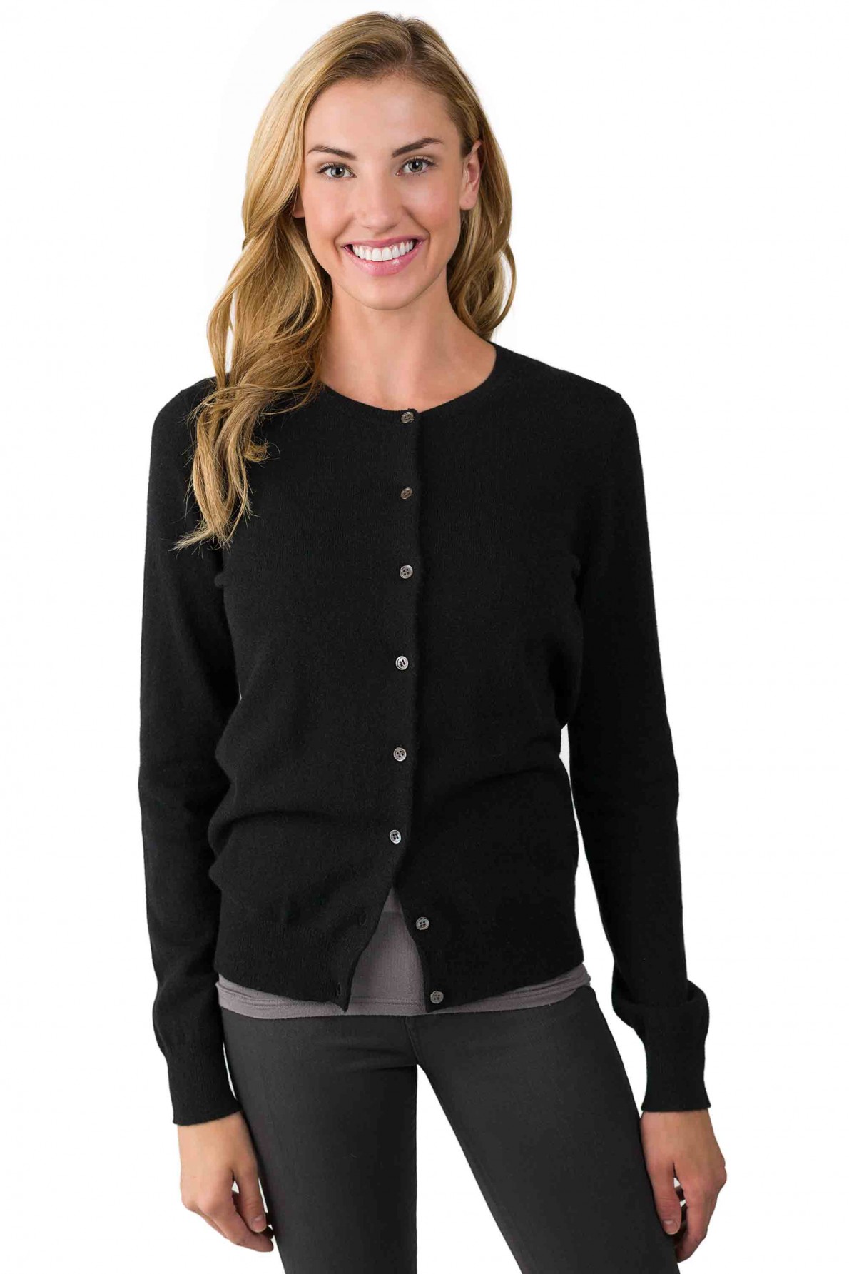 cashmere cardigan black cashmere button front cardigan sweater right front view bfpoghs