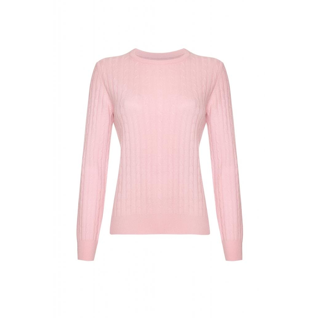cashmere jumpers cashmere cable round neck jumper, baby pink yqzgrmn