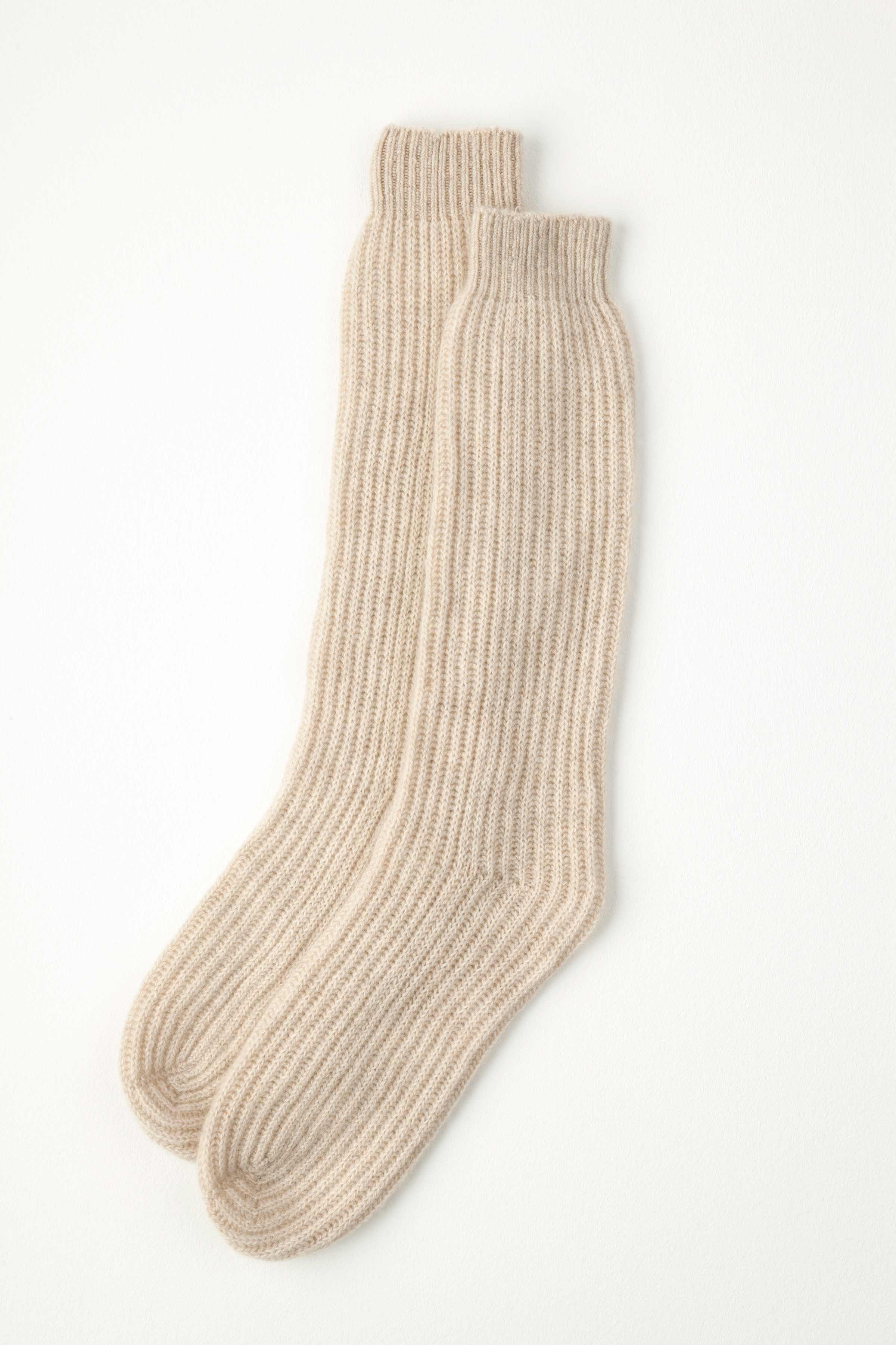 cashmere socks cashmere natural ribbed luxe bed socks | johnstons of elgin ichbkrj
