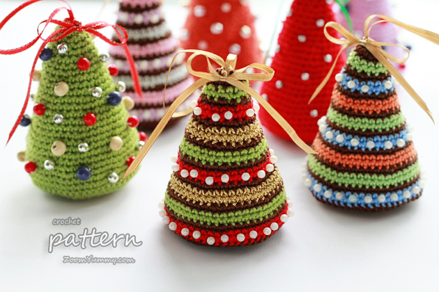 christmas crochet crochet pattern - little colorful christmas trees vflohwt